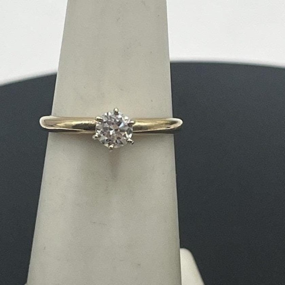 MJG Magic glow Vintage 14k Yellow Gold Round .35-.4 Diamond Engagement Ring 6
